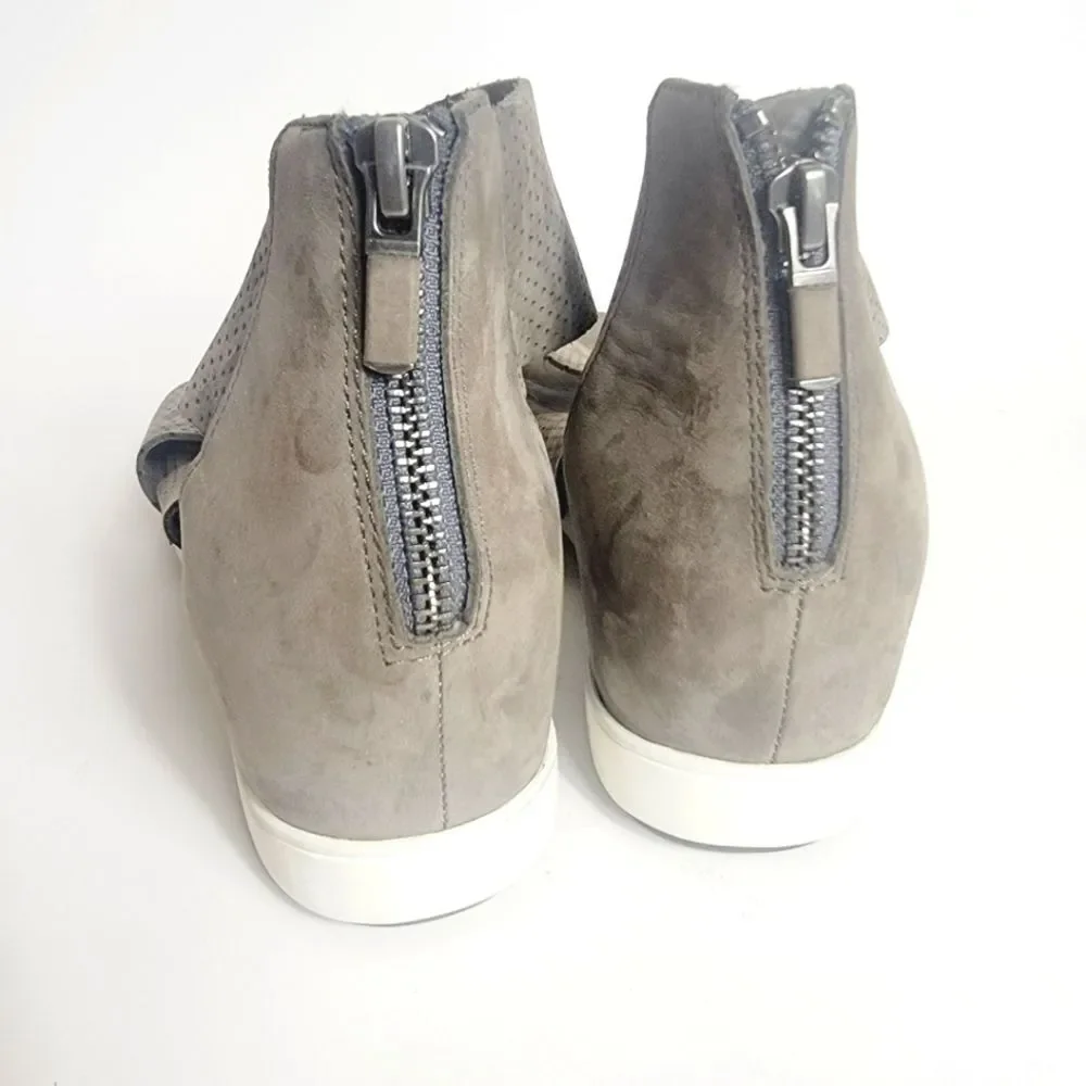 EILEEN FISHER Suede Perforated Sport Platform Sandal In Platinum Gray Size 8.5